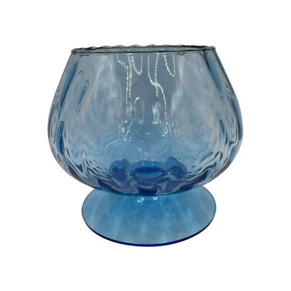 VTG MCM Blue Hand Blown Empoli Glass Italy Glass Brandy Sniffer Diamond 5" - Picture 1 of 8